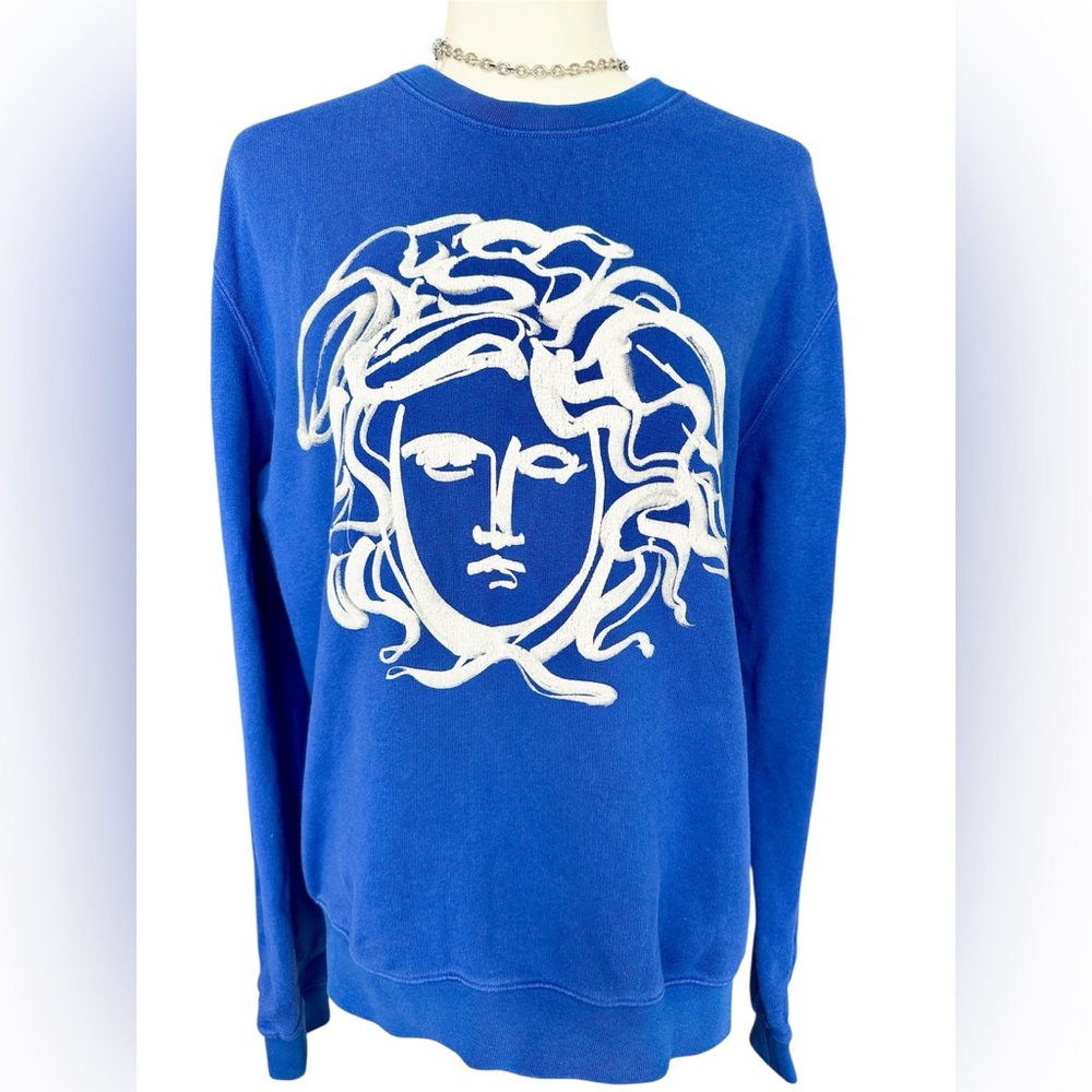 Versace Unisex Sweatshirt | Size XL | Medusa Blue and White